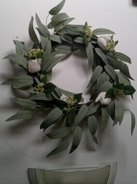 White Tulip Eucalyptus And Floral  Wreath Bundle